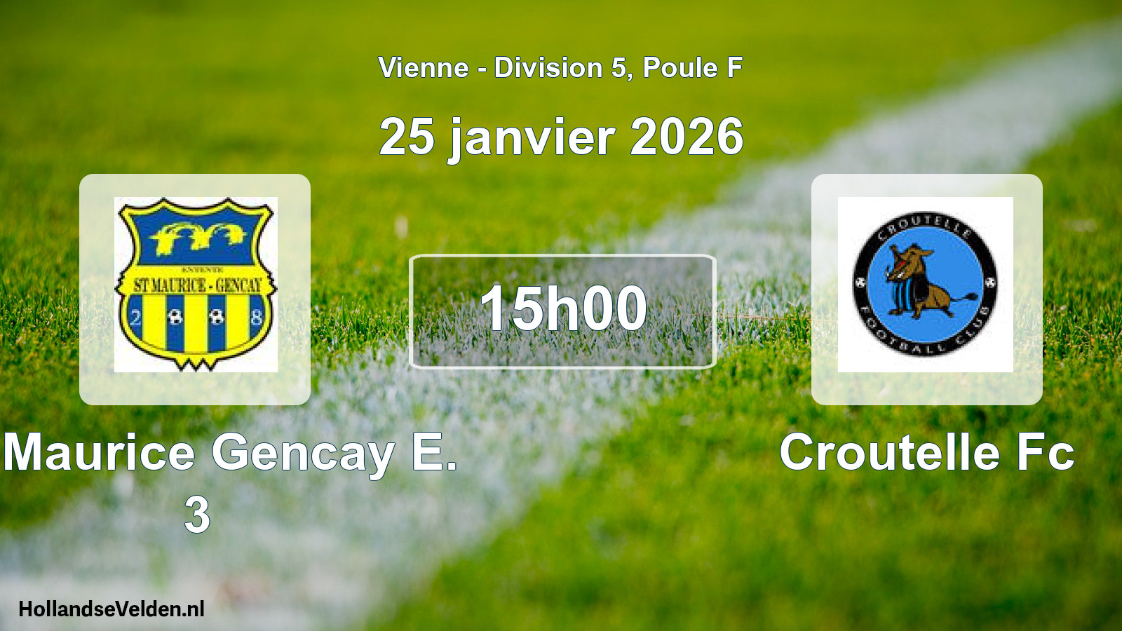 Geplande wedstrijd: St Maurice Gencay E. 3 - Croutelle Fc (25 janvier 2026)