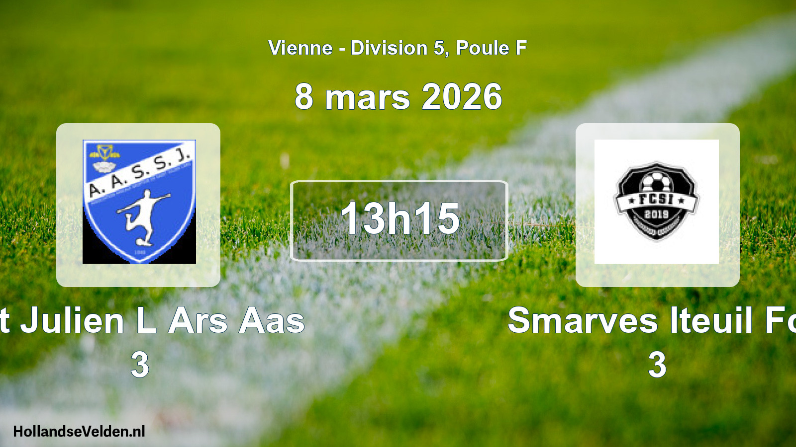 Geplande wedstrijd: St Julien L Ars Aas 3 - Smarves Iteuil Fc 3 (8 mars 2026)
