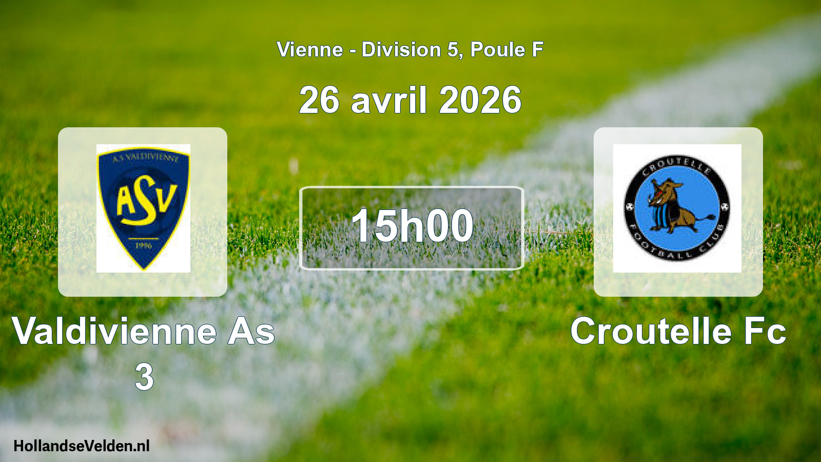 Geplande wedstrijd: Valdivienne As 3 - Croutelle Fc (26 april 2026)