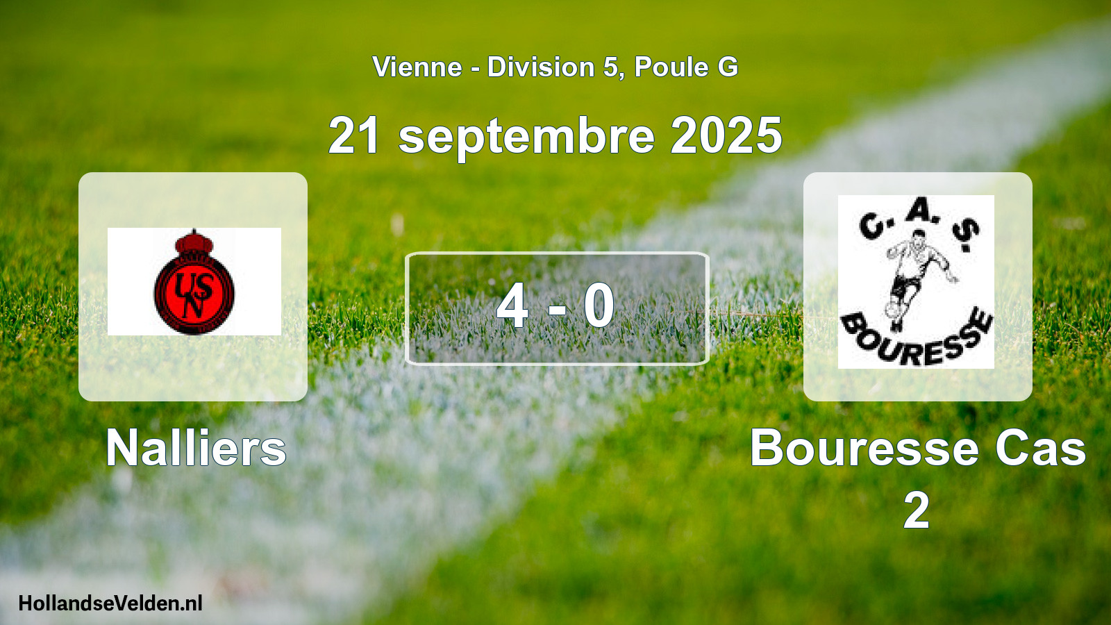 Total number of matches played: Nalliers - Bouresse Cas 2 4 - 0 (21 September 2025)