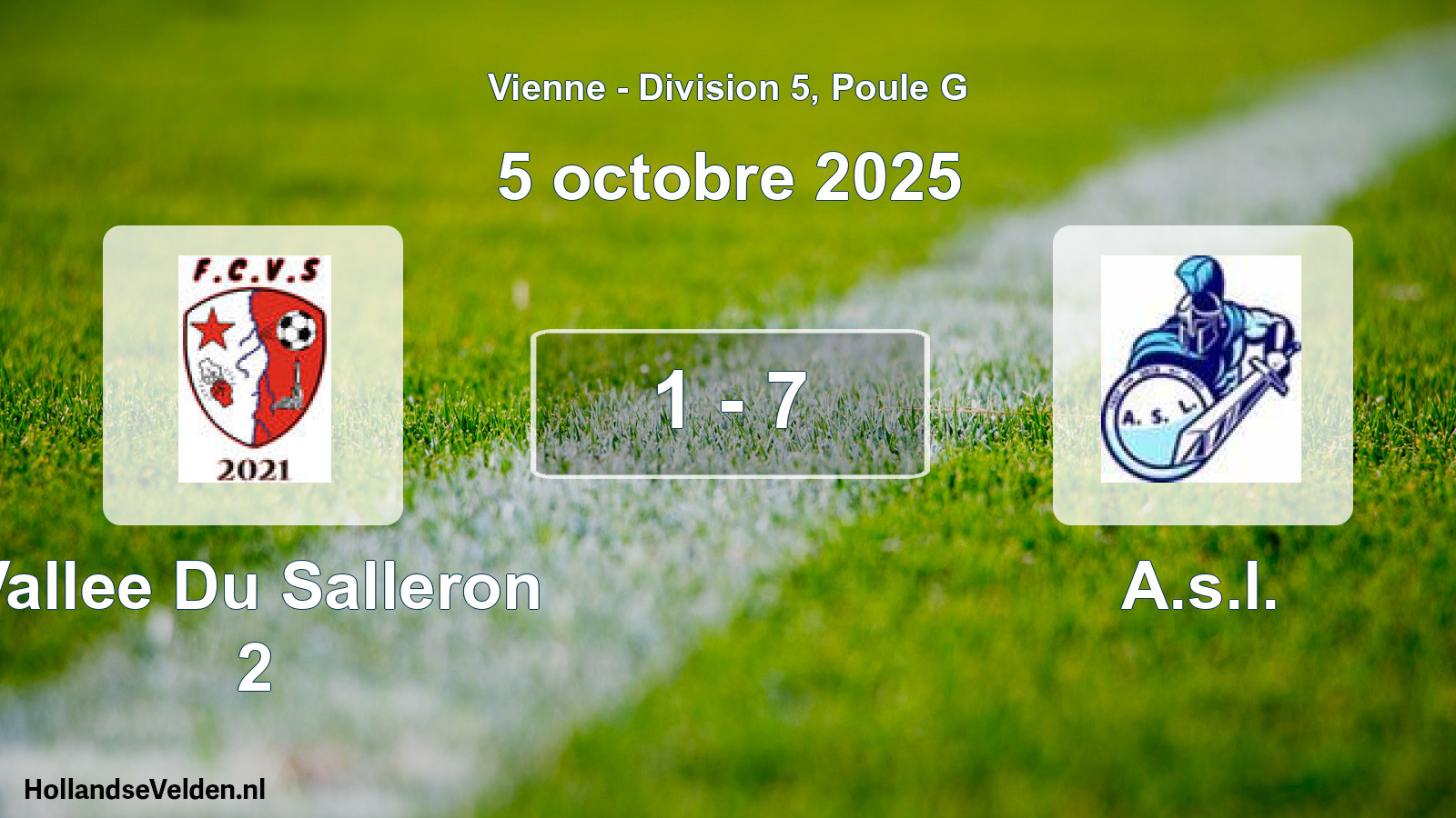 Gespeelde wedstrijd: Vallee Du Salleron 2 - A.s.l. 1 - 7 (5 octobre 2025)