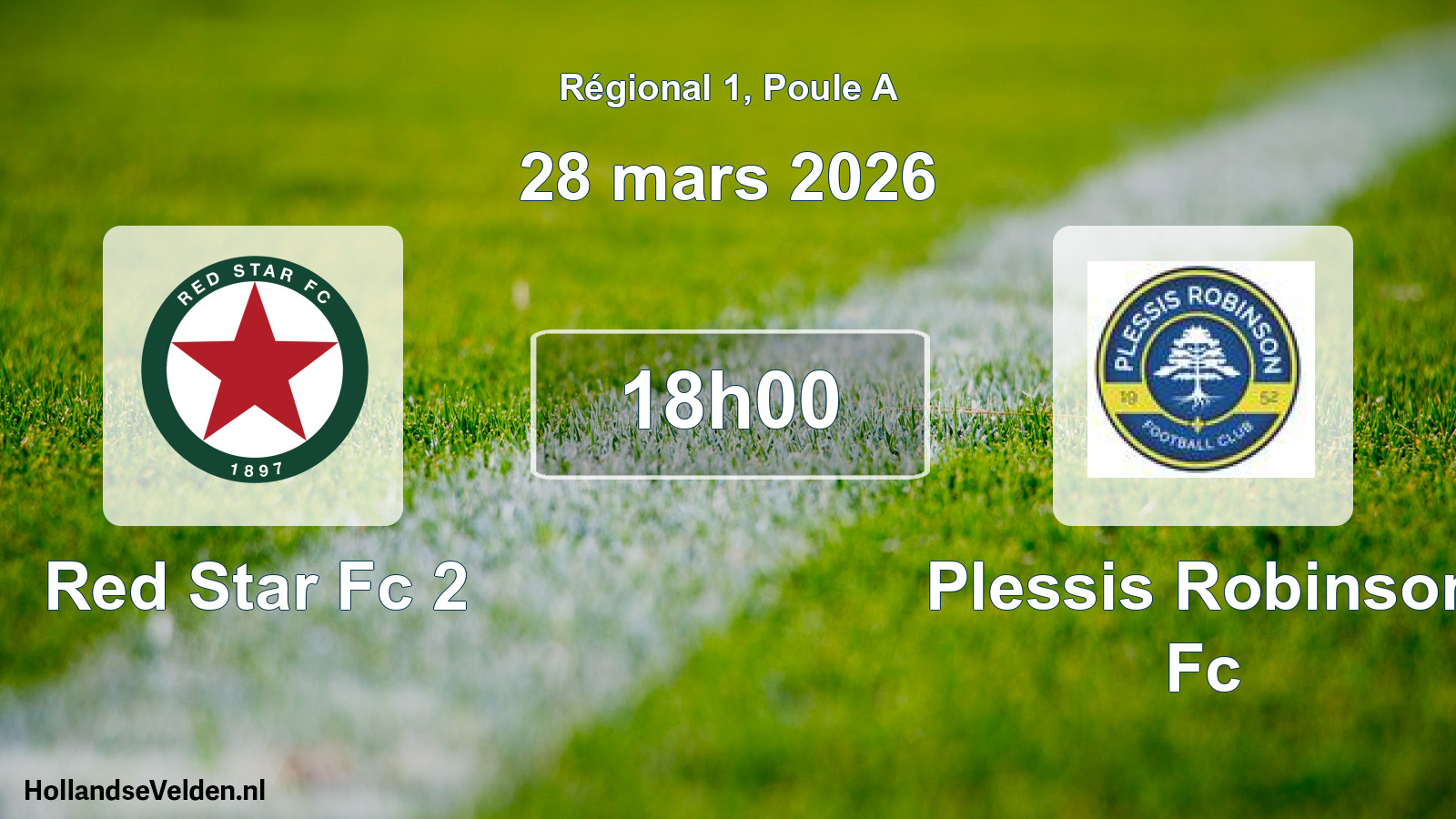 Geplande wedstrijd: Red Star Fc 2 - Plessis Robinson Fc (28 mars 2026)