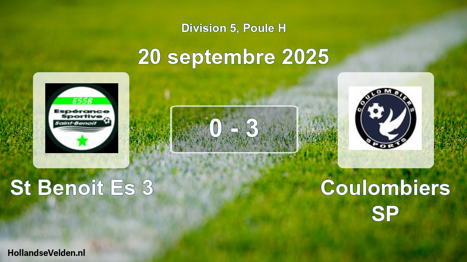 Gespeelde wedstrijd: St Benoit Es 3 - Coulombiers SP 0 - 3 (20 september 2025)