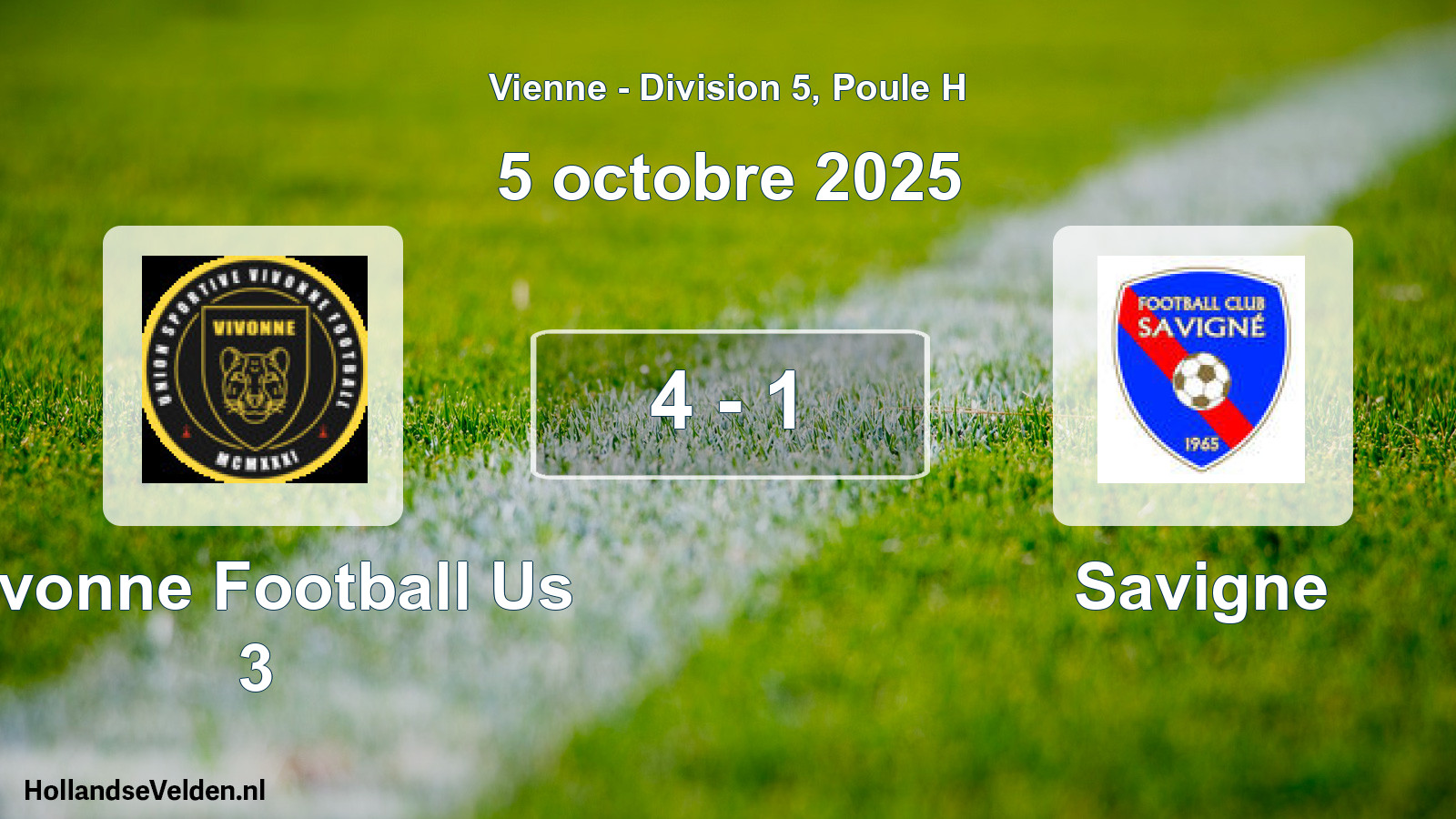 Gespeelde wedstrijd: Vivonne Football Us 3 - Savigne 4 - 1 (5 octobre 2025)