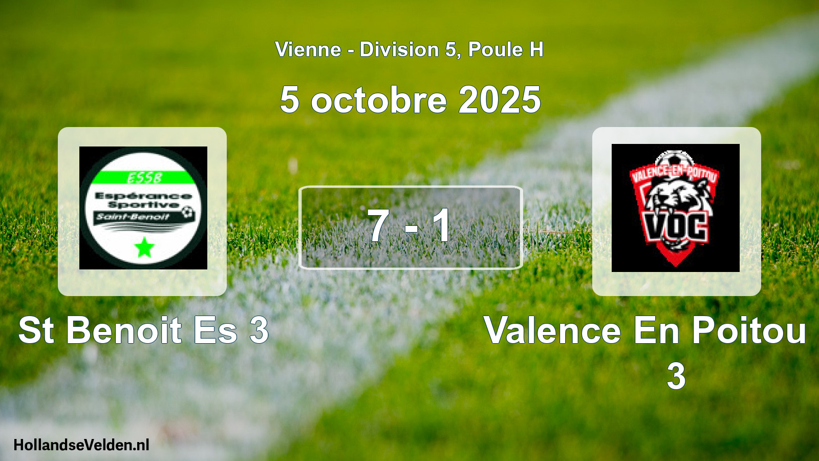Gespeelde wedstrijd: St Benoit Es 3 - Valence En Poitou Oc 3 7 - 1 (5 octobre 2025)