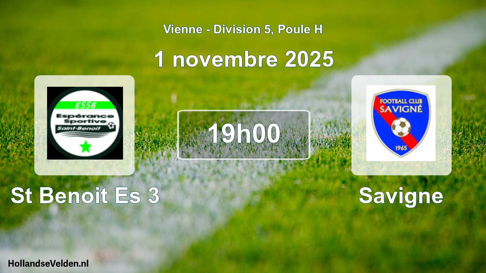 Geplande wedstrijd: St Benoit Es 3 - Savigne (1 novembre 2025)
