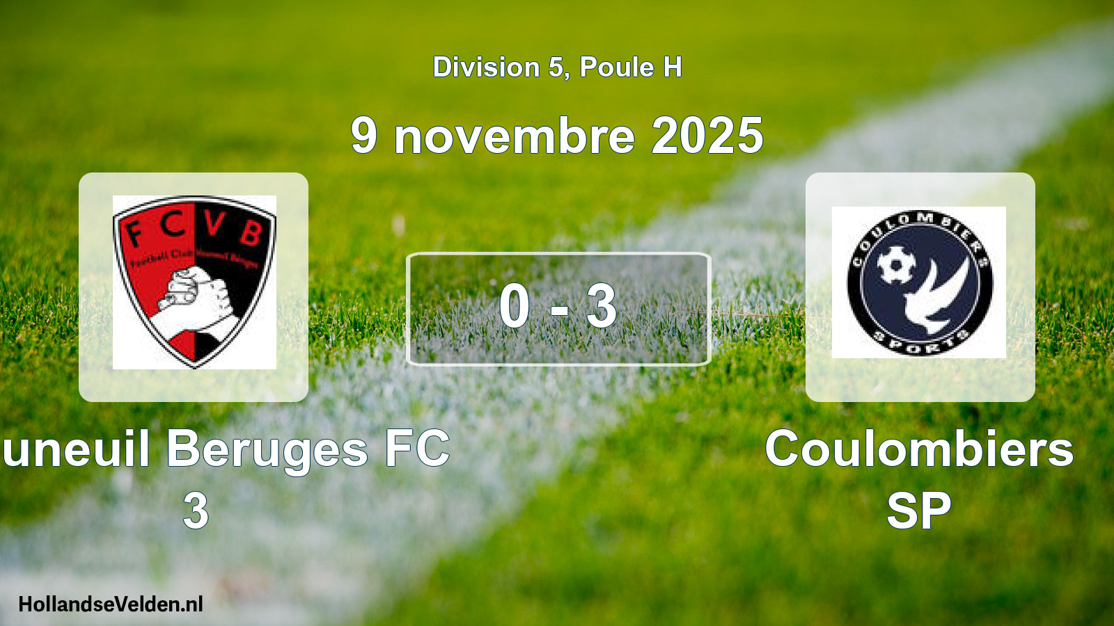 Gespeelde wedstrijd: Vouneuil Beruges FC 3 - Coulombiers SP 0 - 3 (9 november 2025)