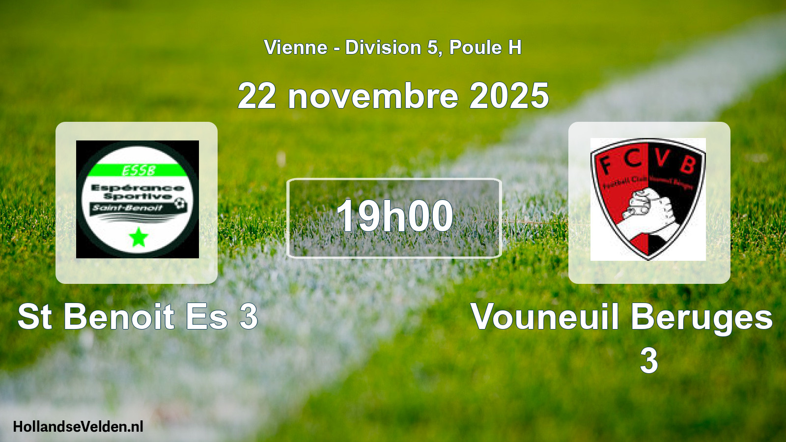 Geplande wedstrijd: St Benoit Es 3 - Vouneuil Beruges Fc 3 (22 novembre 2025)