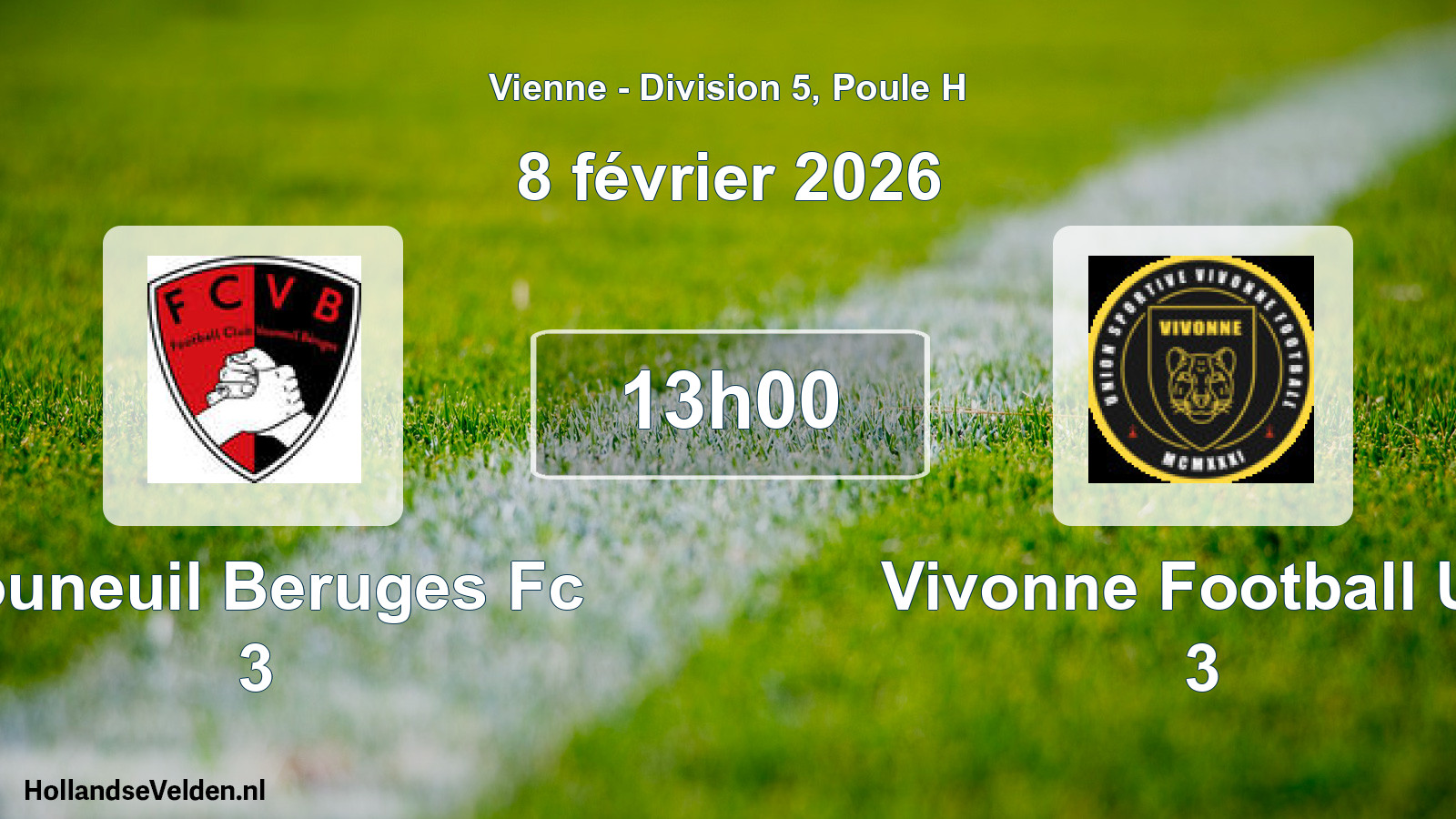 Geplande wedstrijd: Vouneuil Beruges Fc 3 - Vivonne Football Us 3 (8 février 2026)