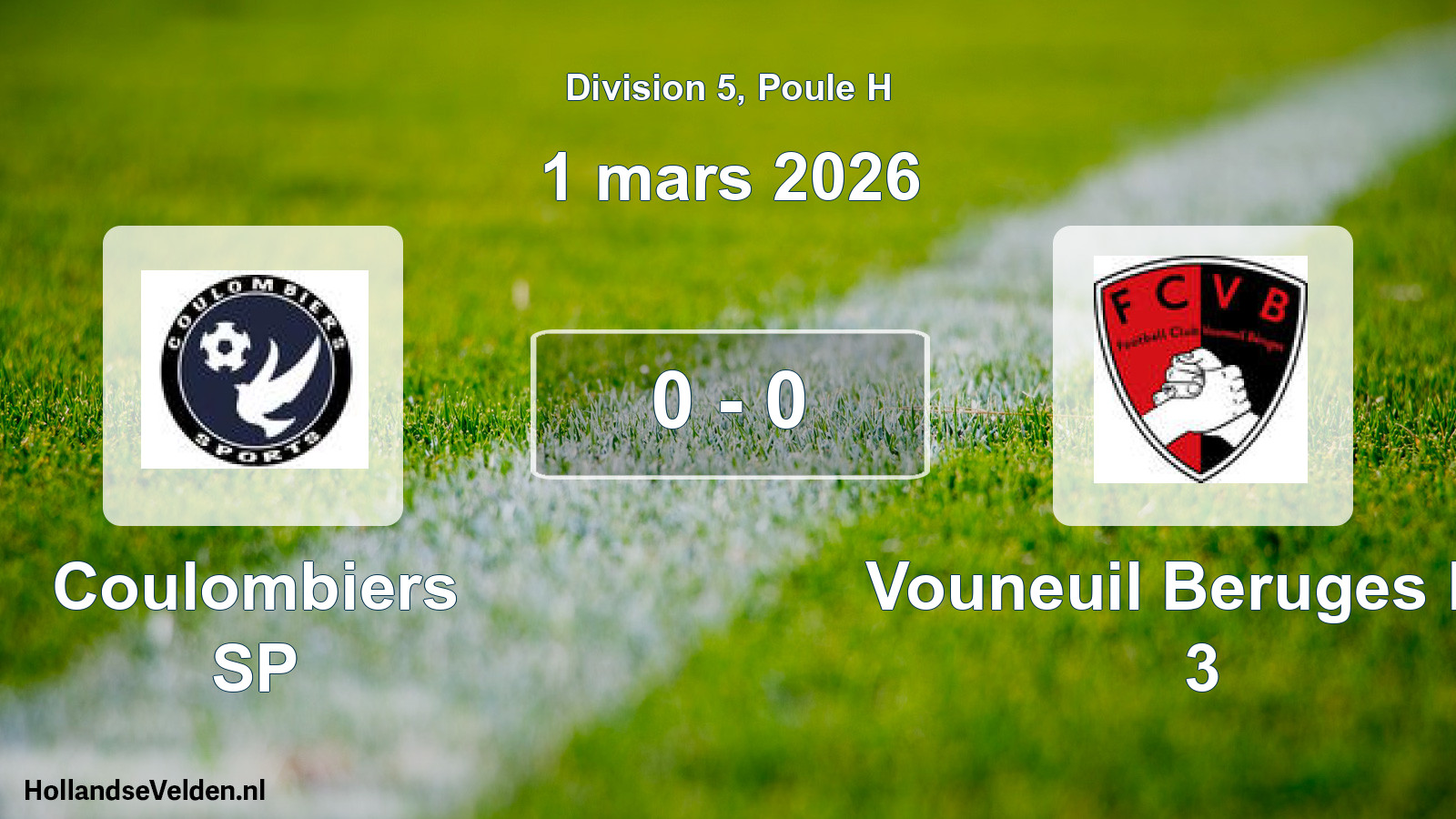 Gespeelde wedstrijd: Coulombiers SP - Vouneuil Beruges FC 3 0 - 0 (1 maart 2026)
