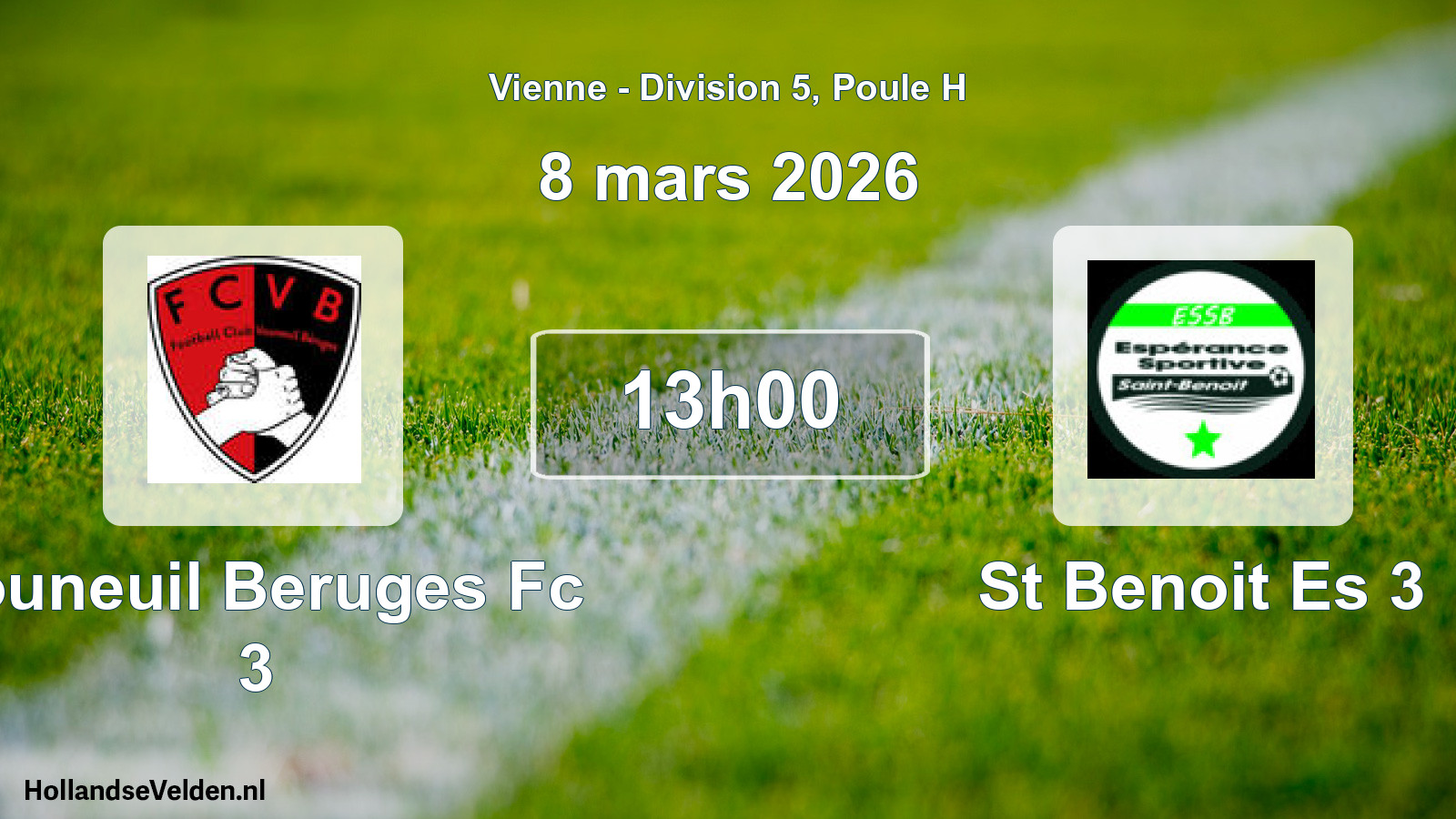 Geplande wedstrijd: Vouneuil Beruges Fc 3 - St Benoit Es 3 (8 mars 2026)