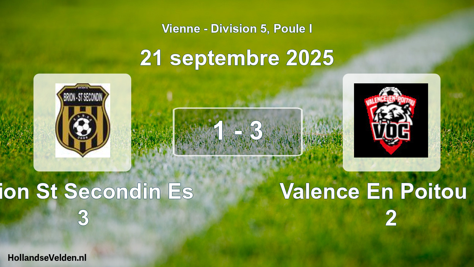 Gespeelde wedstrijd: Brion St Secondin Es 3 - Valence En Poitou Oc 2 1 - 3 (21 septembre 2025)