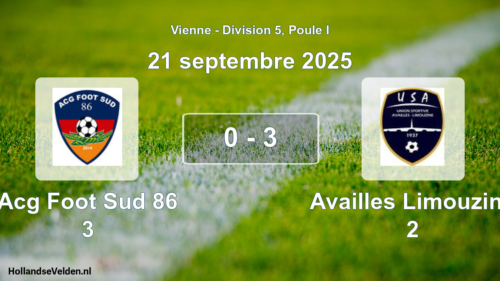Gespeelde wedstrijd: Acg Foot Sud 86 3 - Availles Limouzine 2 0 - 3 (21 septembre 2025)