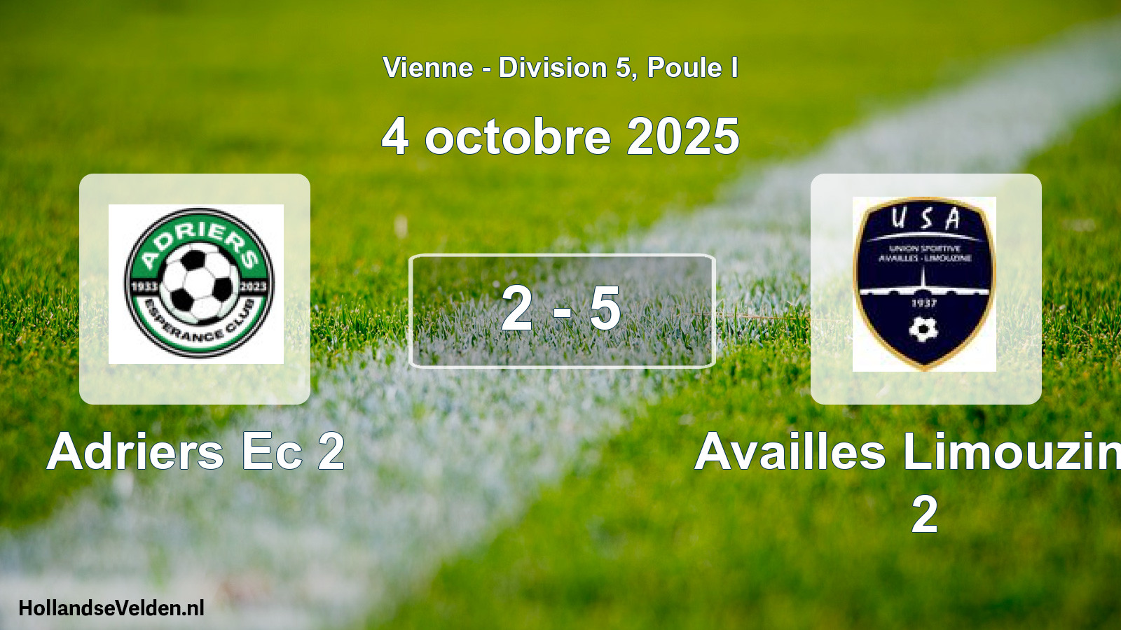 Gespeelde wedstrijd: Adriers Ec 2 - Availles Limouzine 2 2 - 5 (4 octobre 2025)