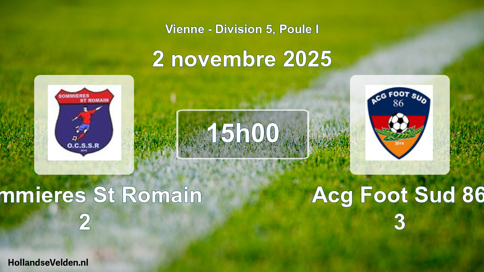 Geplande wedstrijd: Sommieres St Romain 2 - Acg Foot Sud 86 3 (2 novembre 2025)
