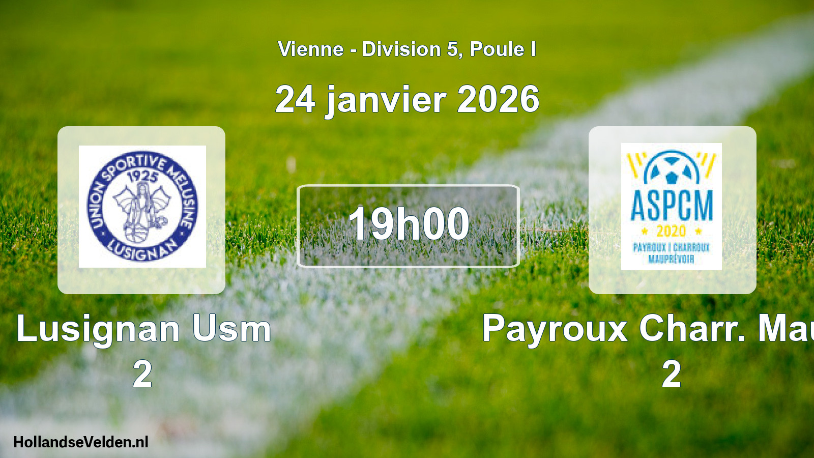 Geplande wedstrijd: Lusignan Usm 2 - Payroux Charr. Maup. 2 (24 janvier 2026)
