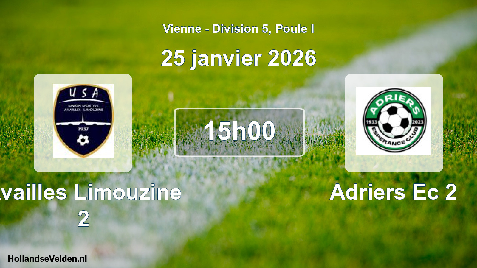 Geplande wedstrijd: Availles Limouzine 2 - Adriers Ec 2 (25 janvier 2026)