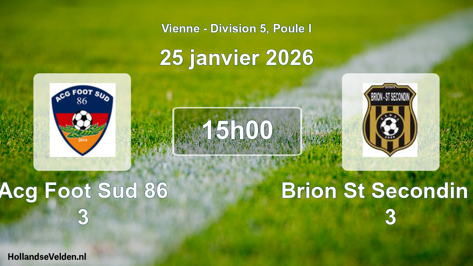 Geplande wedstrijd: Acg Foot Sud 86 3 - Brion St Secondin Es 3 (25 janvier 2026)
