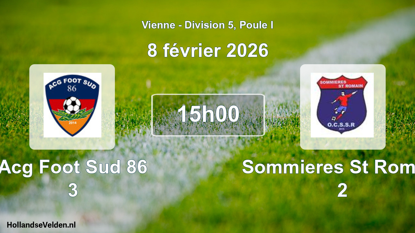 Geplande wedstrijd: Acg Foot Sud 86 3 - Sommieres St Romain 2 (8 février 2026)