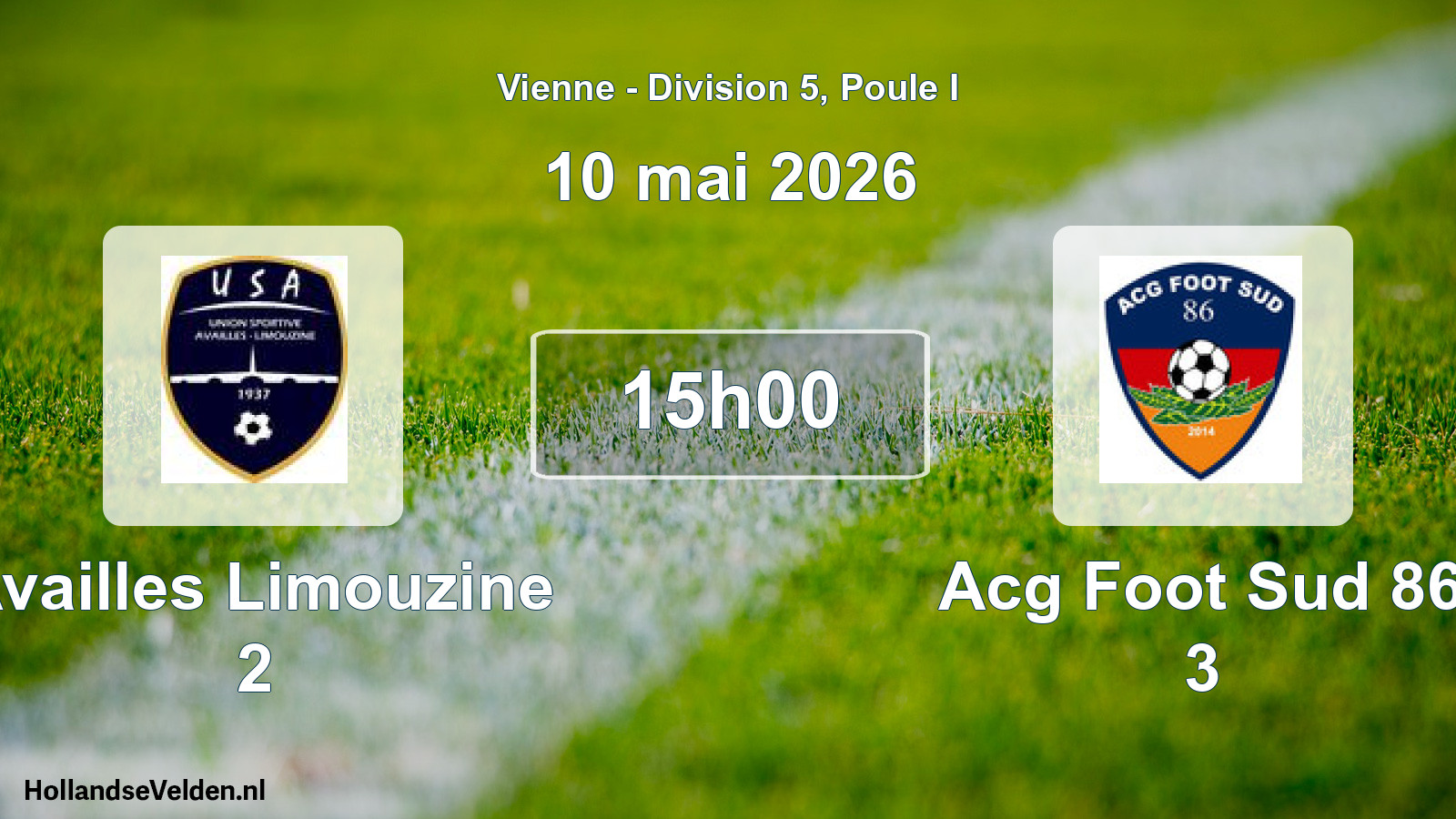 Geplande wedstrijd: Availles Limouzine 2 - Acg Foot Sud 86 3 (10 mai 2026)