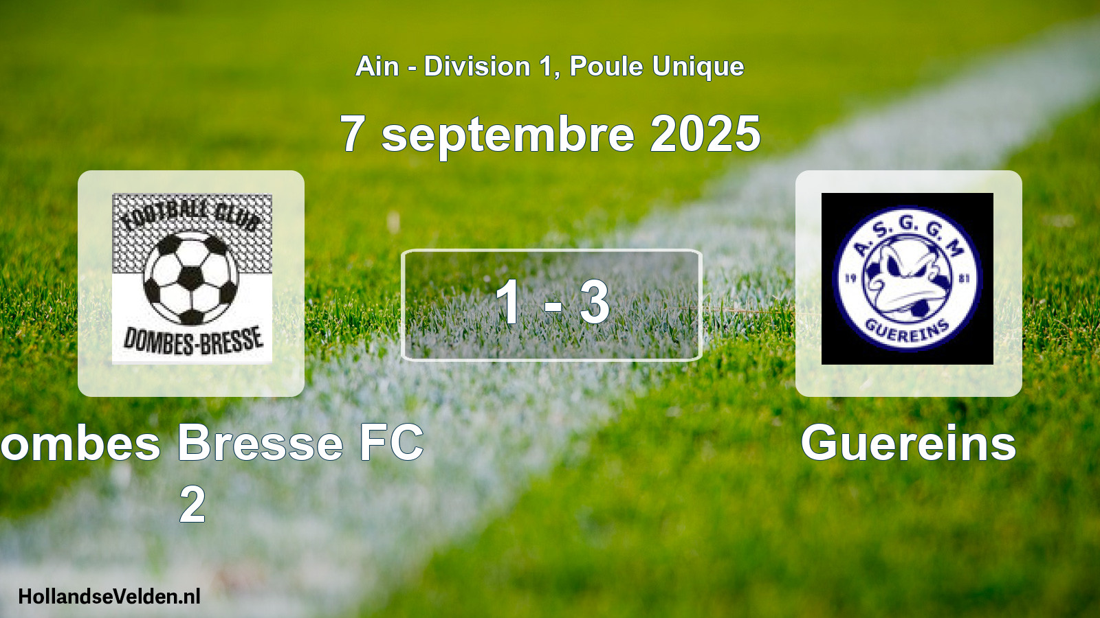 Gespeelde wedstrijd: Dombes Bresse FC 2 - Guereins 1 - 3 (7 september 2025)