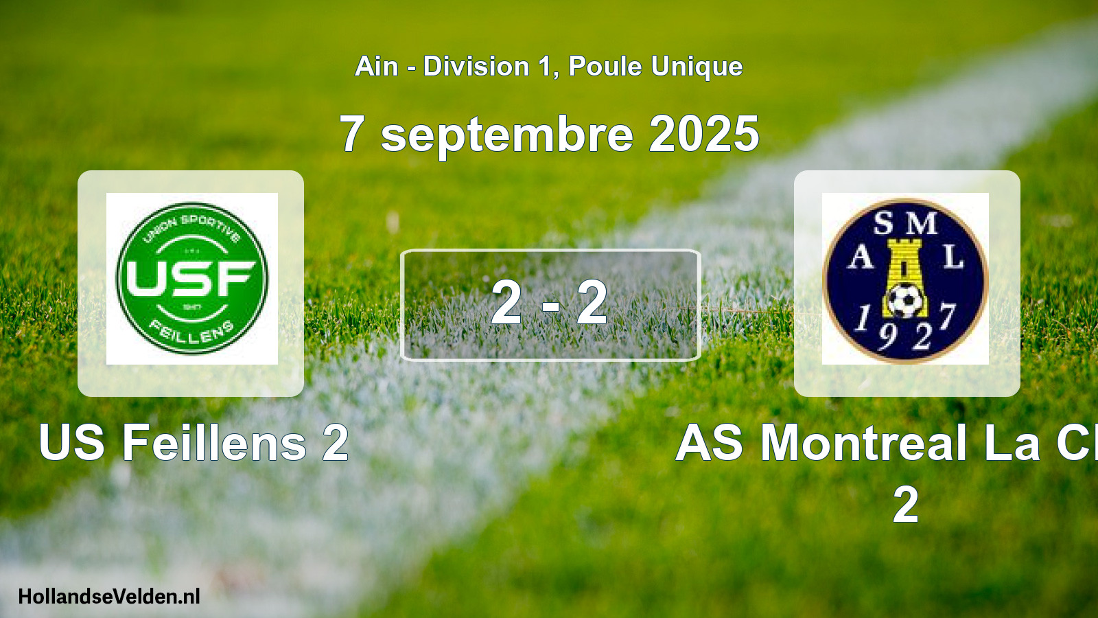Gespeelde wedstrijd: US Feillens 2 - AS Montreal La Clu 2 2 - 2 (7 september 2025)