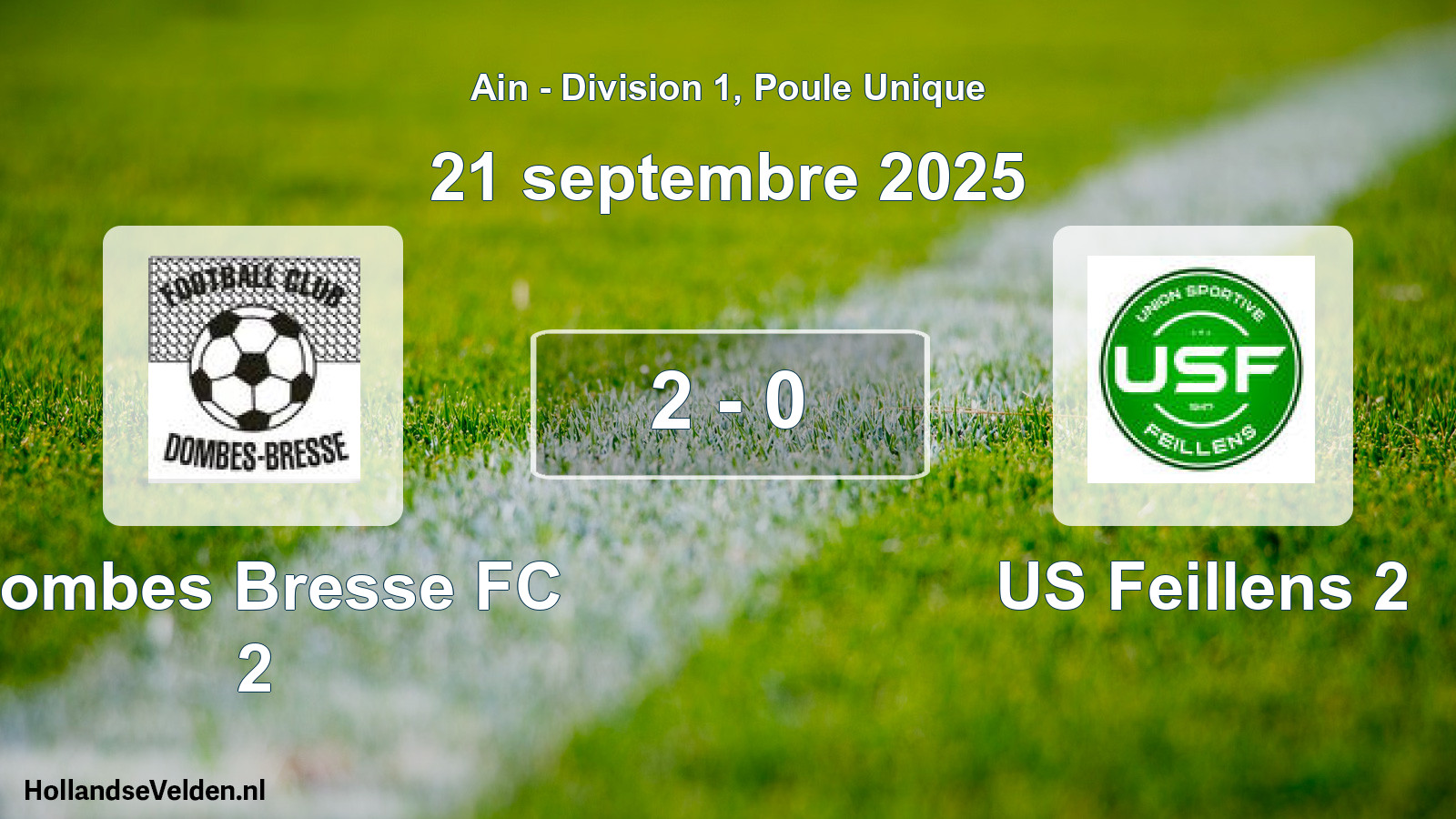 Gespeelde wedstrijd: Dombes Bresse FC 2 - US Feillens 2 2 - 0 (21 september 2025)