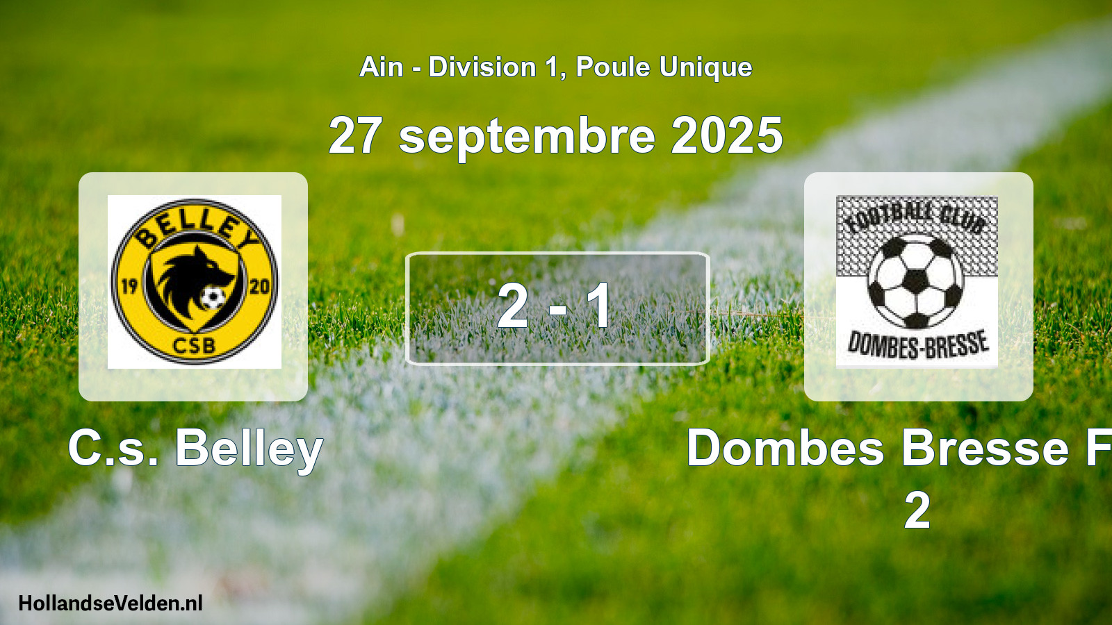 Gespeelde wedstrijd: C.s. Belley - Dombes Bresse FC 2 2 - 1 (27 september 2025)