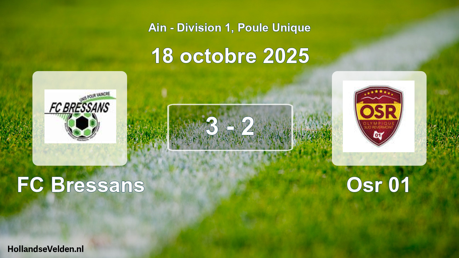 Gespeelde wedstrijd: FC Bressans - Osr 01 3 - 2 (18 oktober 2025)