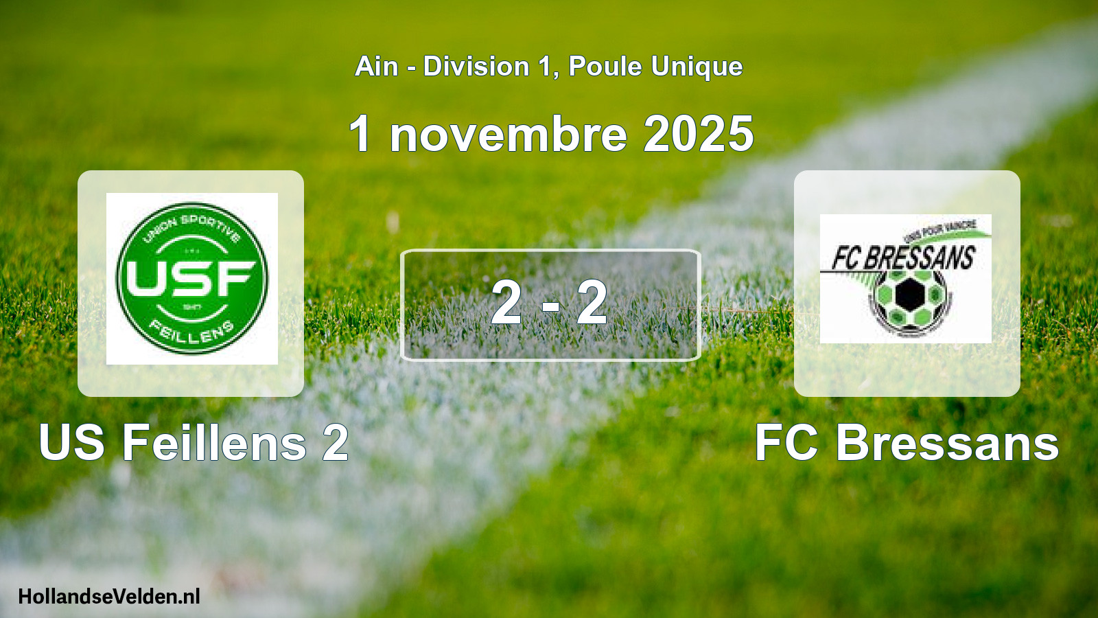 Gespeelde wedstrijd: US Feillens 2 - FC Bressans 2 - 2 (1 november 2025)