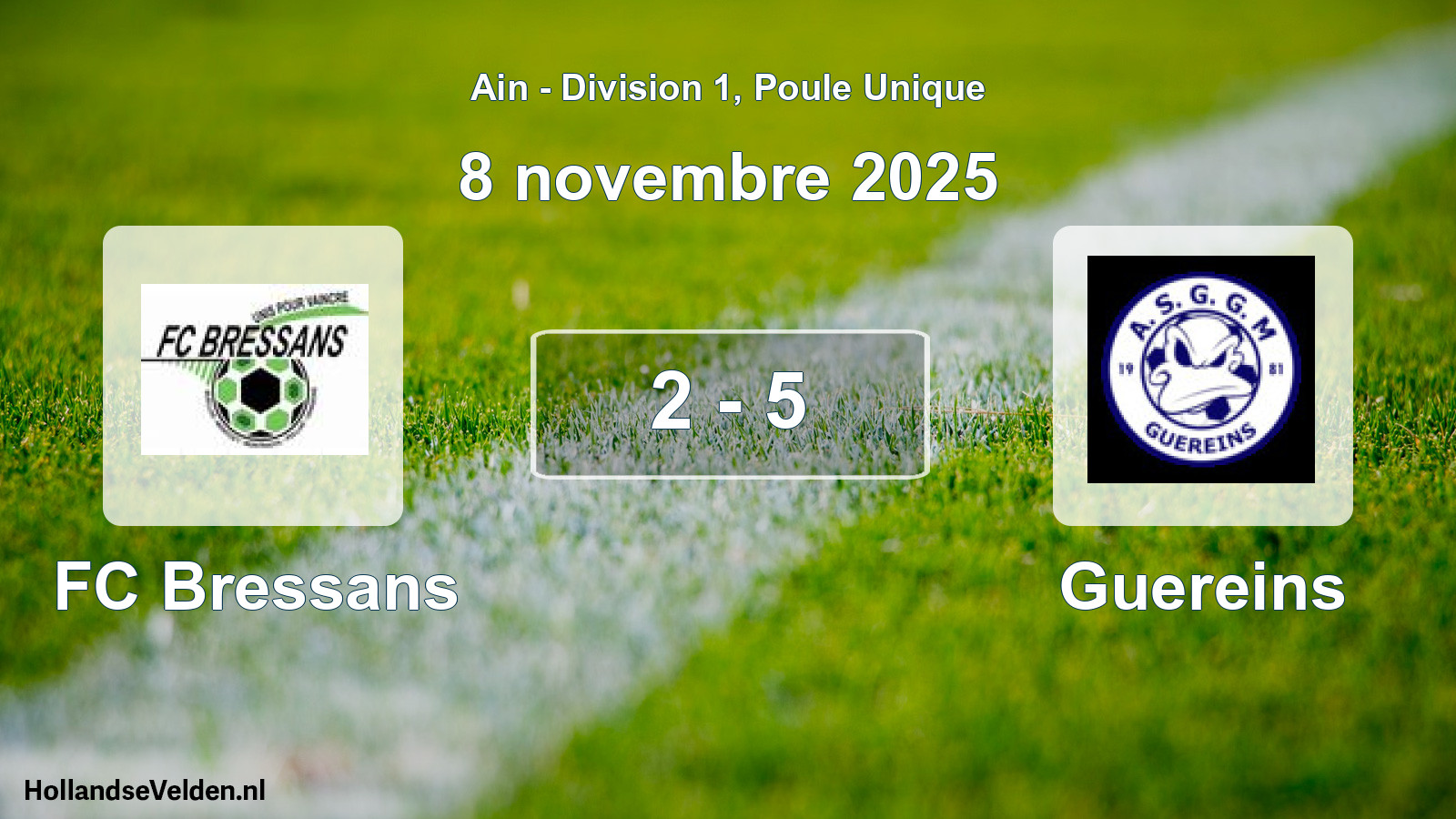 Gespeelde wedstrijd: FC Bressans - Guereins 2 - 5 (8 november 2025)