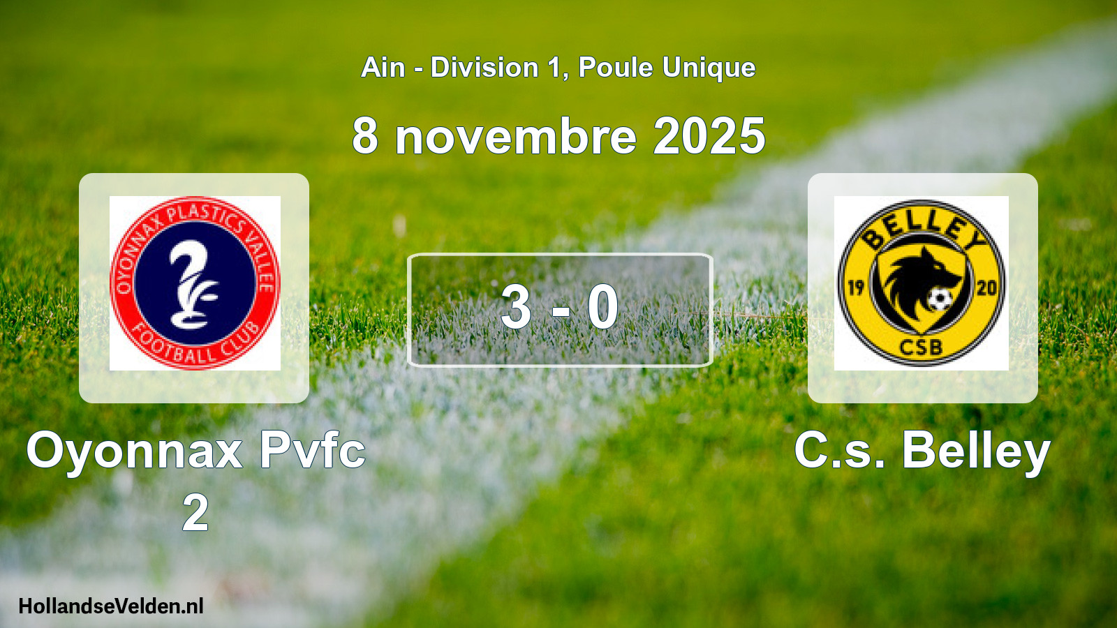 Gespeelde wedstrijd: Oyonnax Pvfc 2 - C.s. Belley 3 - 0 (8 november 2025)