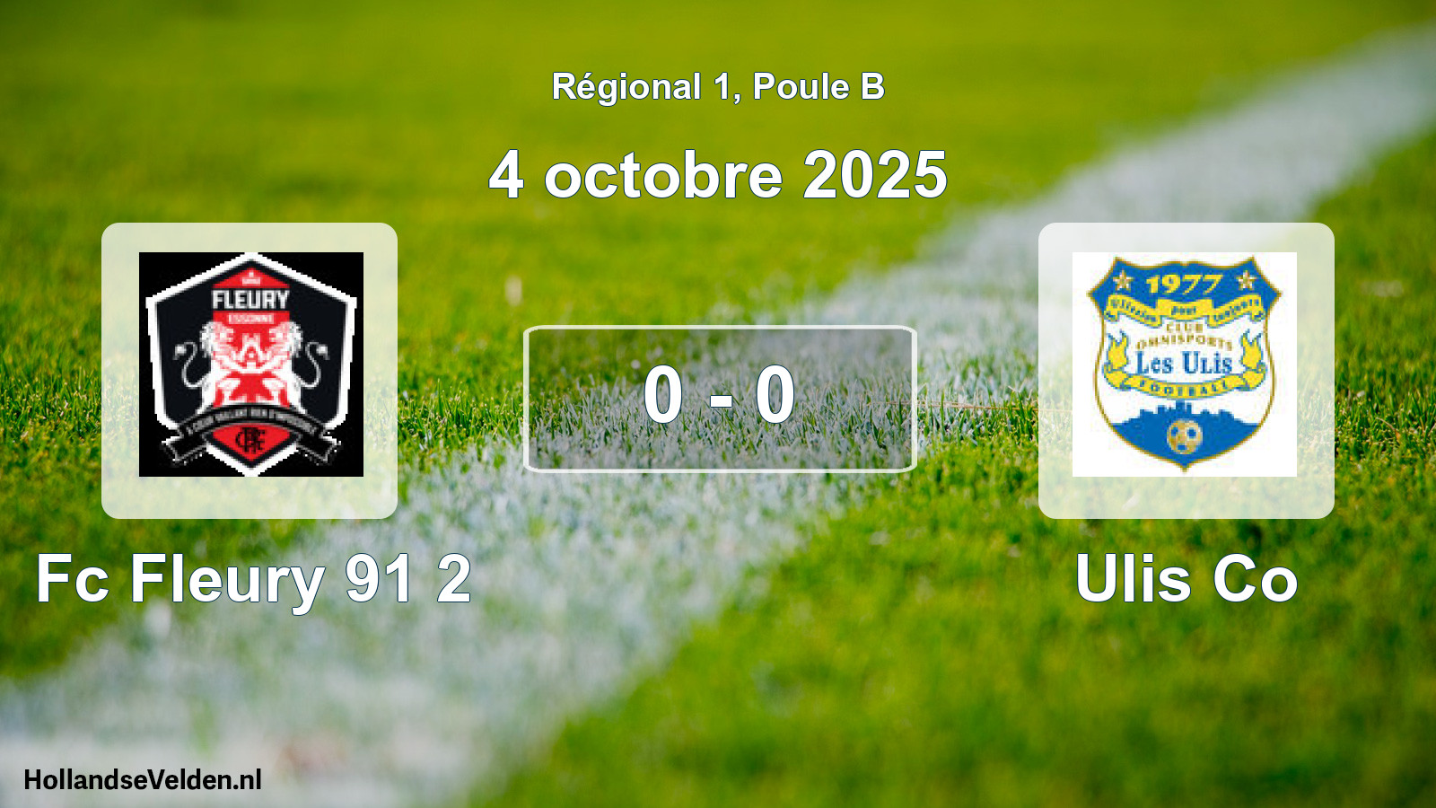 Gespeelde wedstrijd: Fc Fleury 91 2 - Ulis Co 0 - 0 (4 octobre 2025)