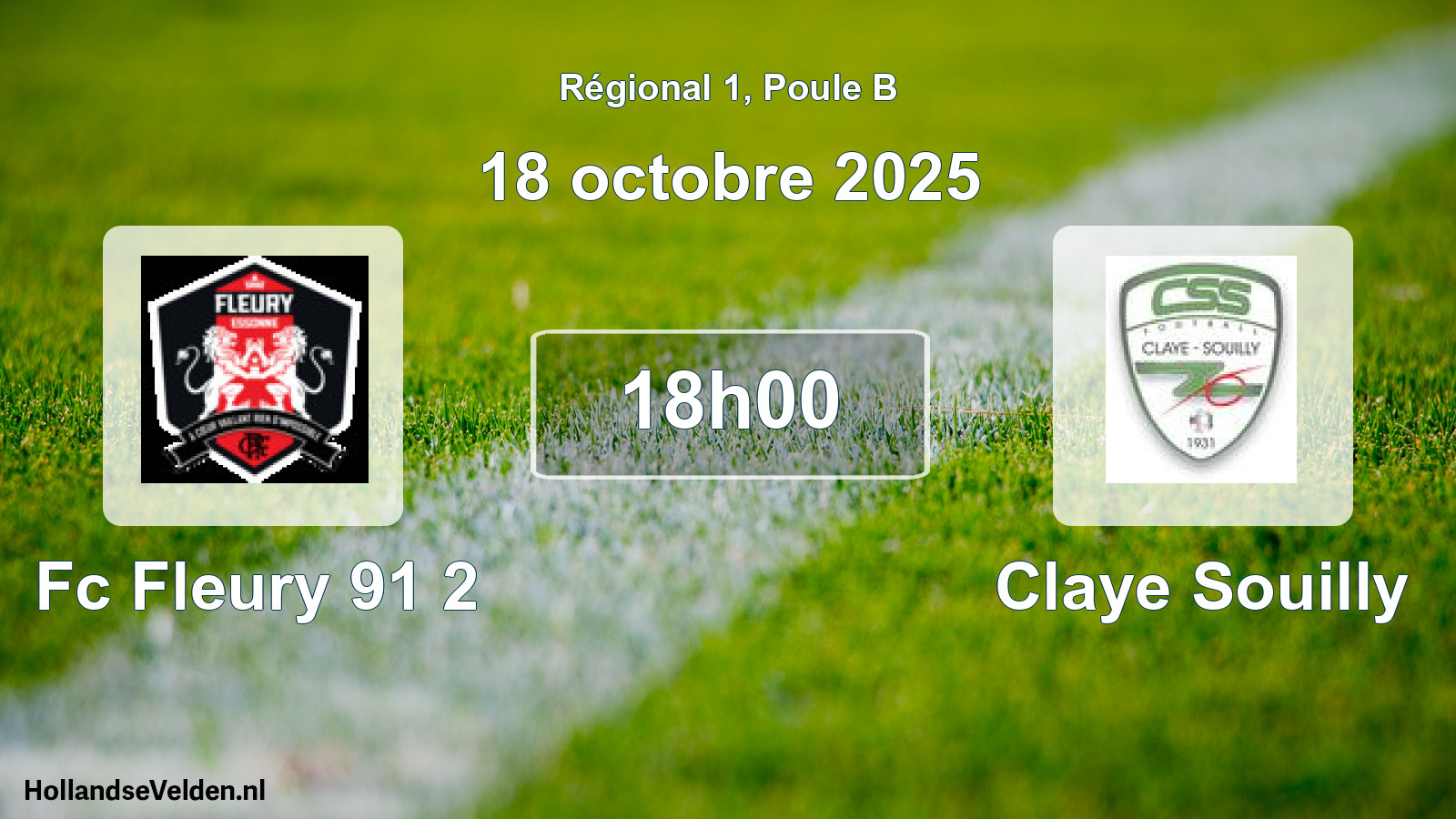 Geplande wedstrijd: Fc Fleury 91 2 - Claye Souilly (18 octobre 2025)