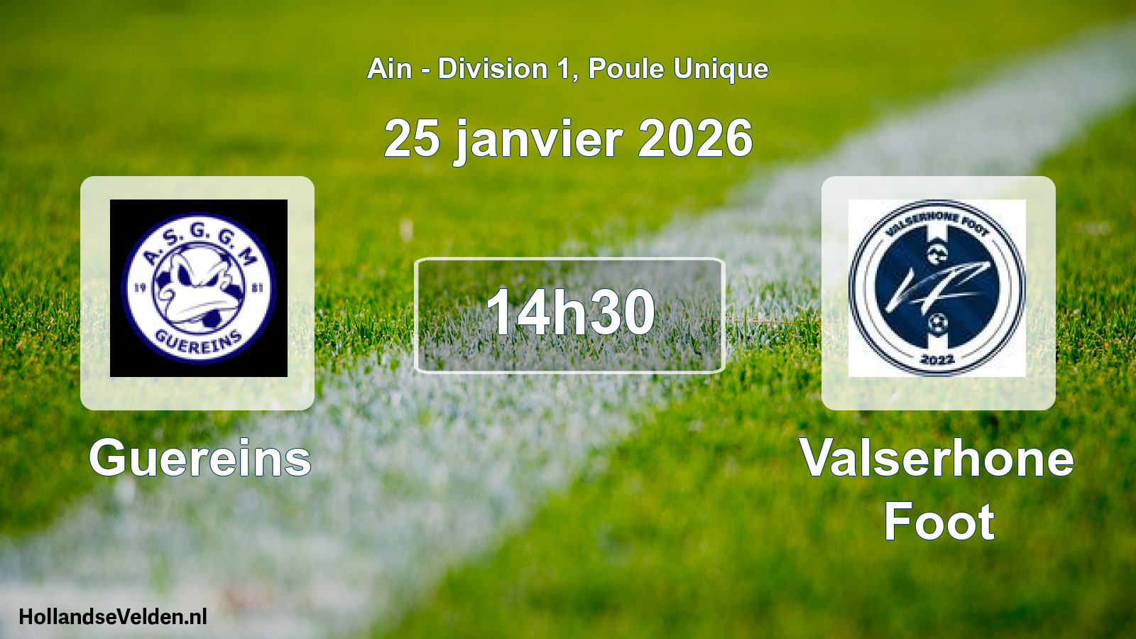 Match programmé: Guereins - Valserhone Foot (25 janvier 2026)