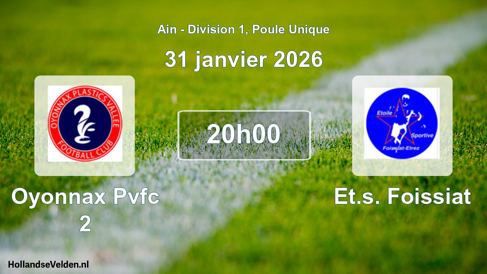 Geplande wedstrijd: Oyonnax Pvfc 2 - Et.s. Foissiat (31 januari 2026)