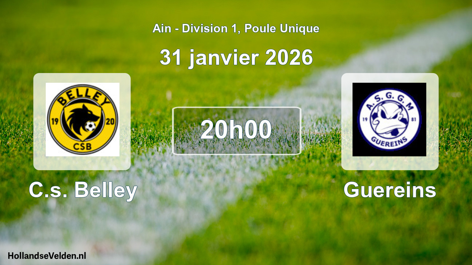 Geplande wedstrijd: C.s. Belley - Guereins (31 januari 2026)