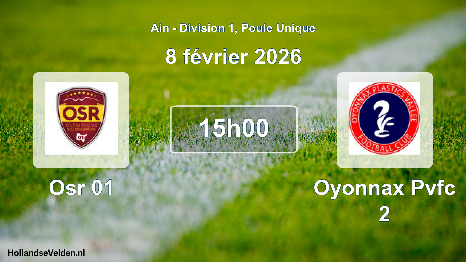 Geplande wedstrijd: Osr 01 - Oyonnax Pvfc 2 (8 februari 2026)