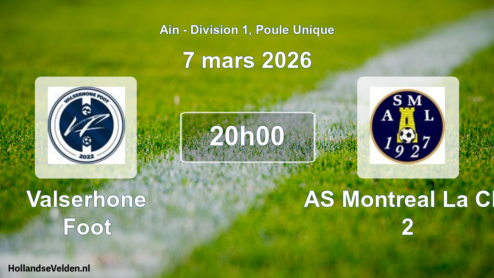 Match programmé: Valserhone Foot - AS Montreal La Clu 2 (7 mars 2026)
