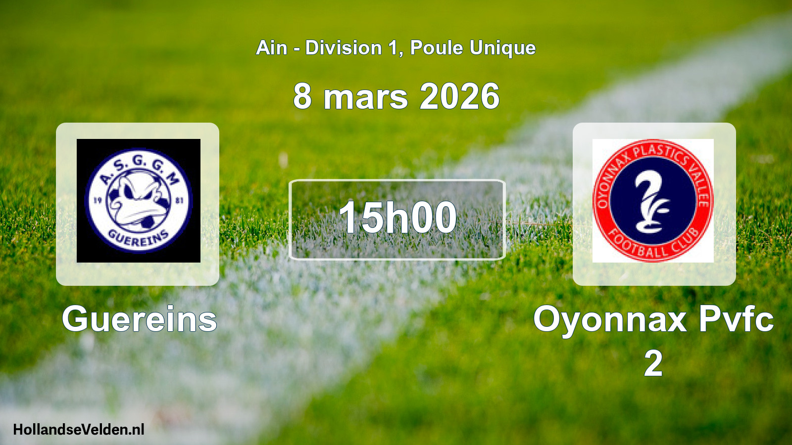Geplande wedstrijd: Guereins - Oyonnax Pvfc 2 (8 maart 2026)