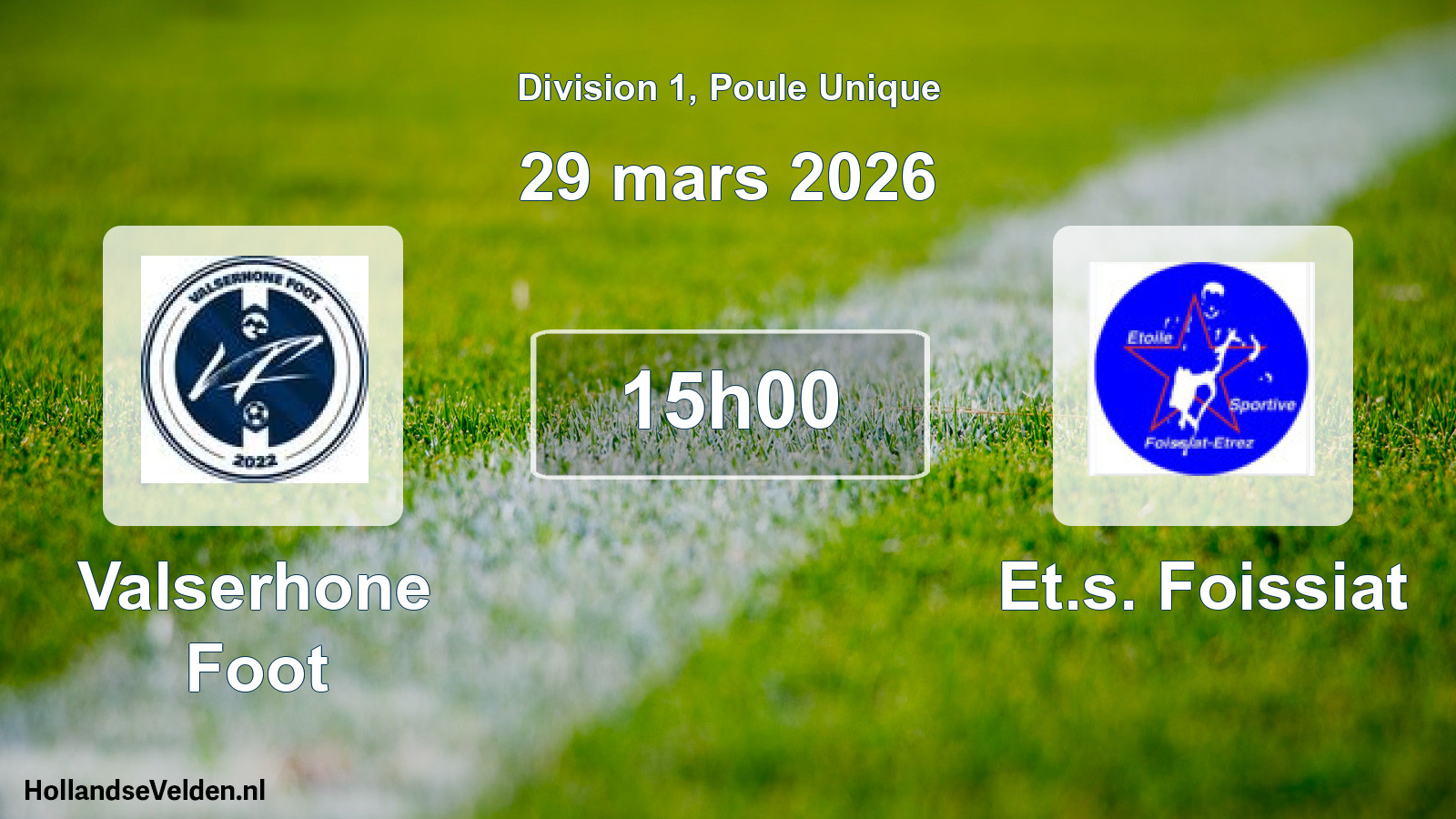 Match programmé: Valserhone Foot - Et.s. Foissiat (29 mars 2026)