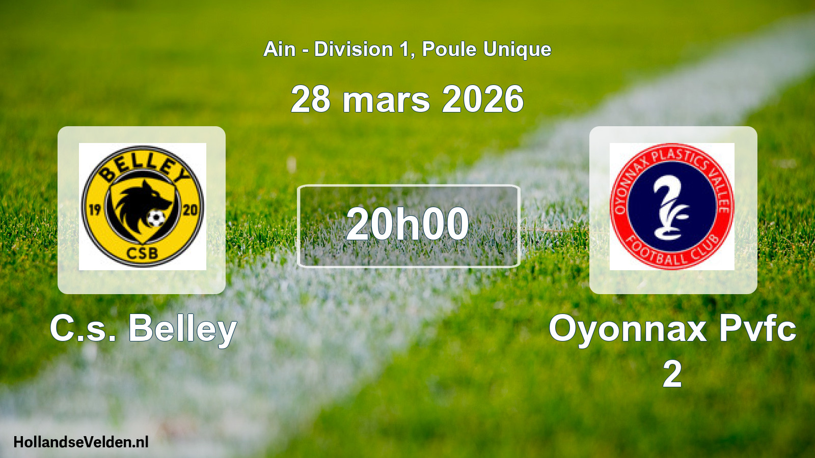 Geplande wedstrijd: C.s. Belley - Oyonnax Pvfc 2 (28 maart 2026)