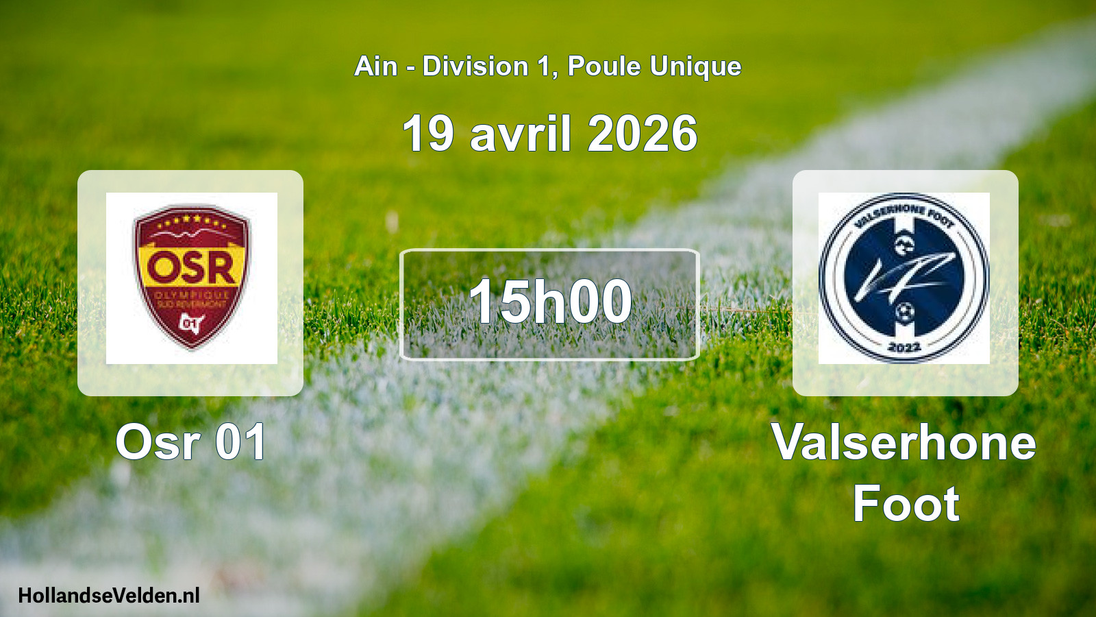 Match programmé: Osr 01 - Valserhone Foot (19 avril 2026)