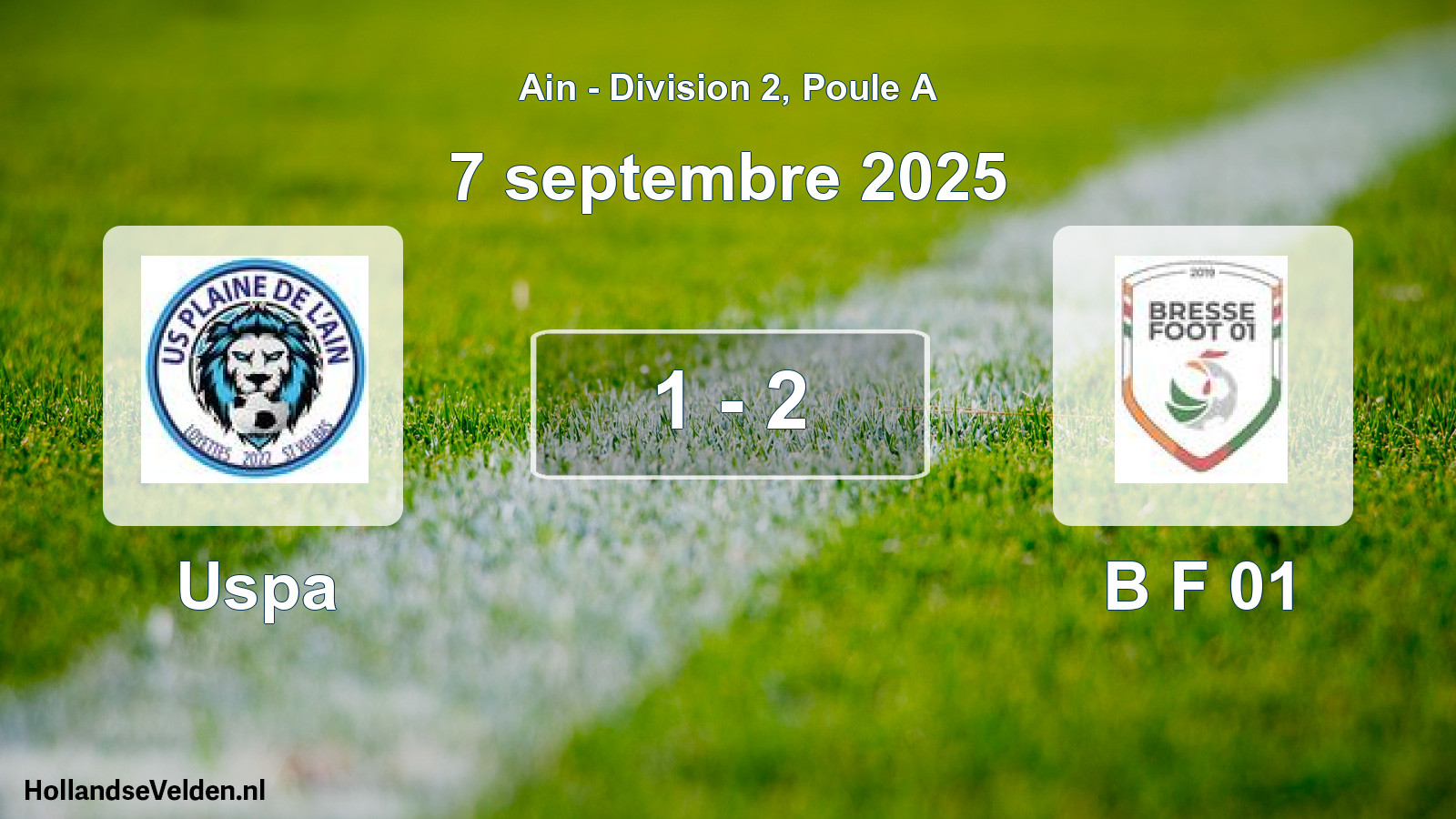 Gespeelde wedstrijd: Uspa - B F 01 1 - 2 (7 september 2025)