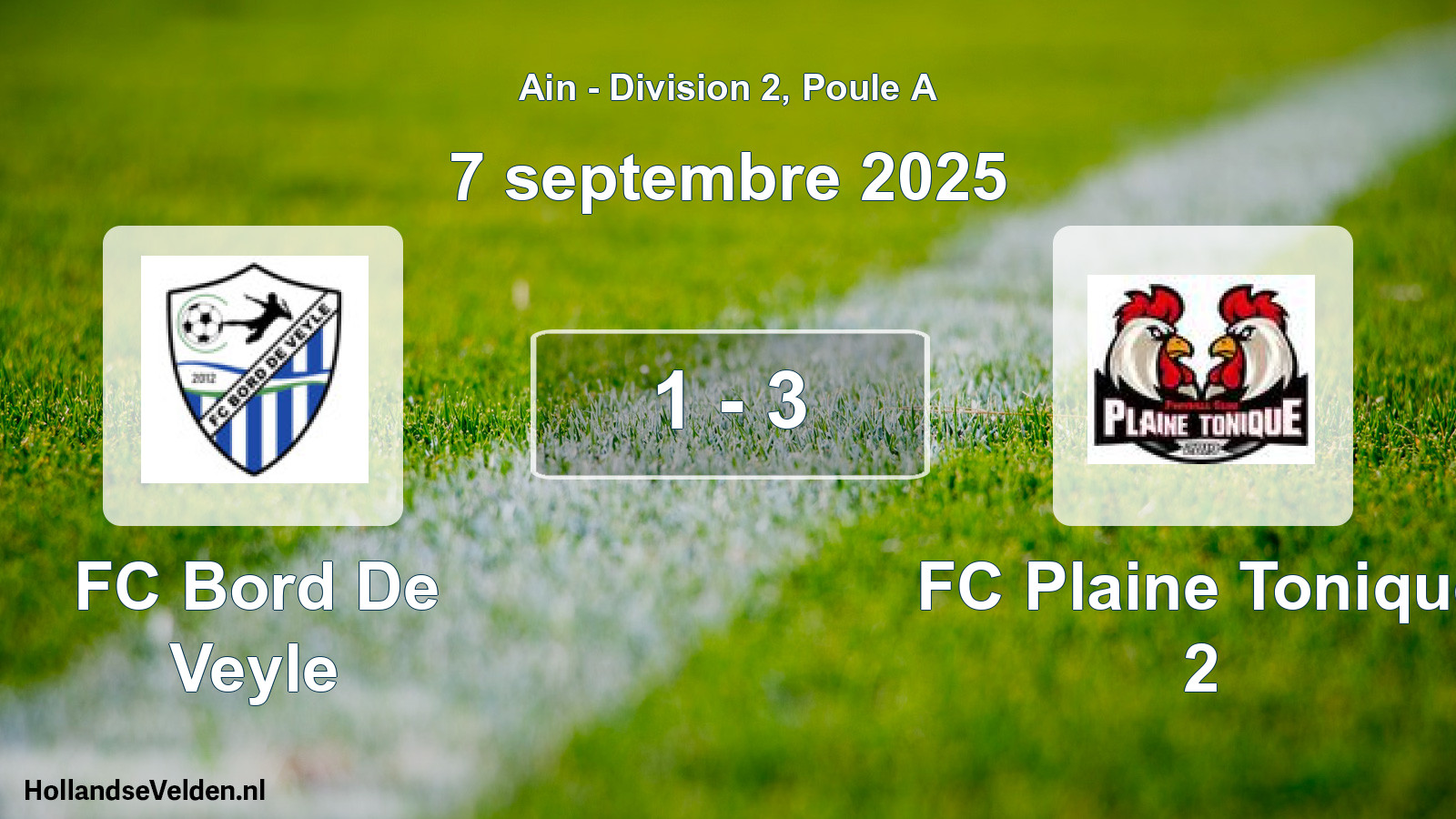 Gespeelde wedstrijd: FC Bord De Veyle - FC Plaine Tonique 2 1 - 3 (7 september 2025)