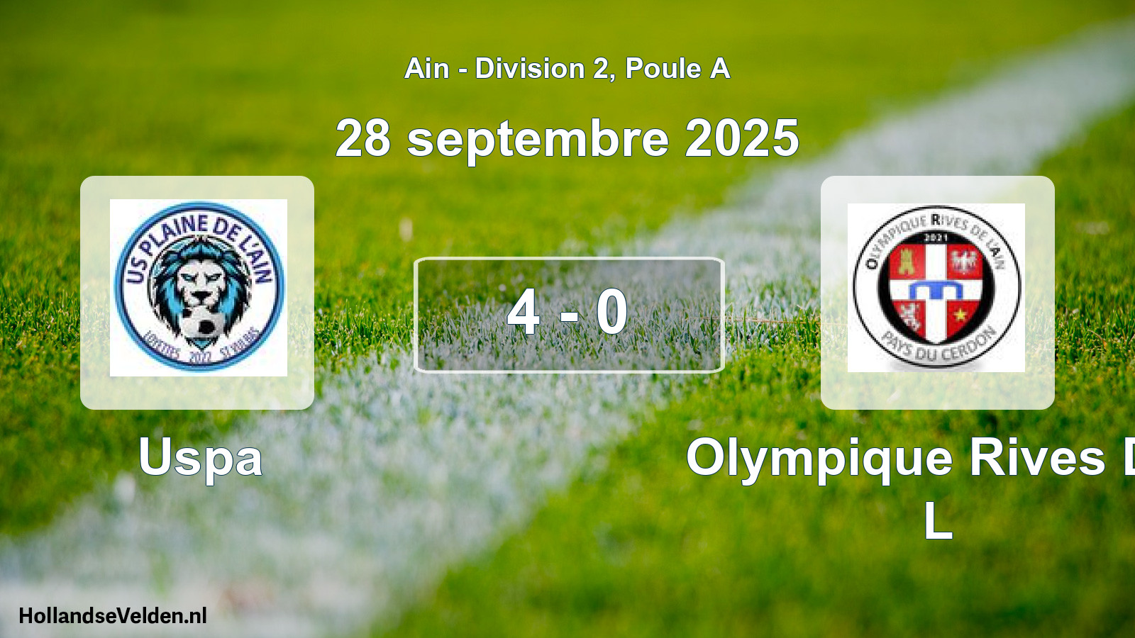 Gespeelde wedstrijd: Uspa - Olympique Rives De L 4 - 0 (28 september 2025)