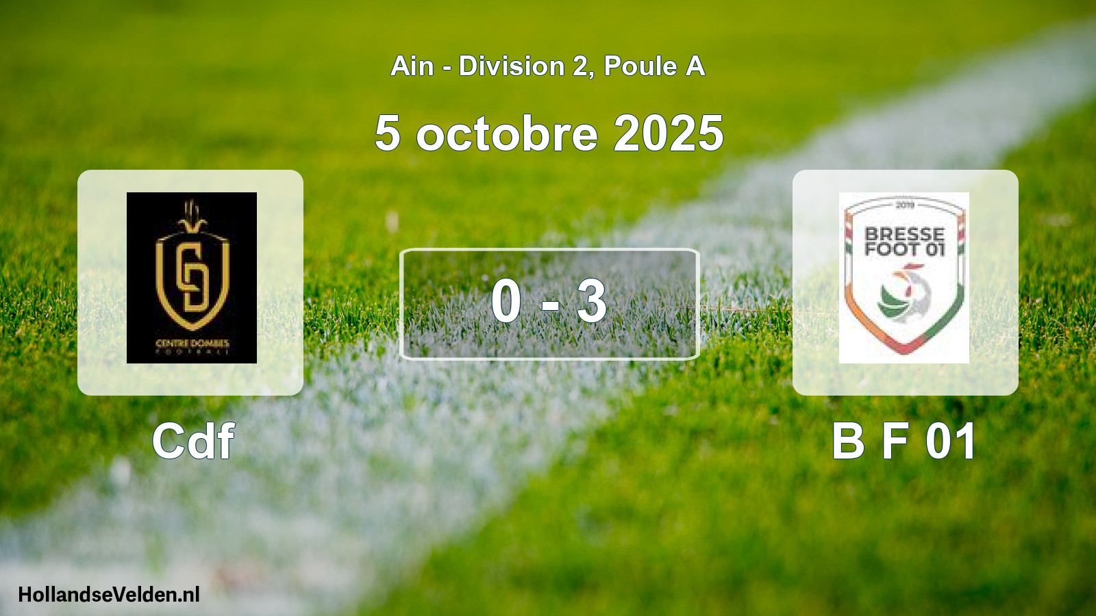 Gespeelde wedstrijd: Cdf - B F 01 0 - 3 (5 oktober 2025)