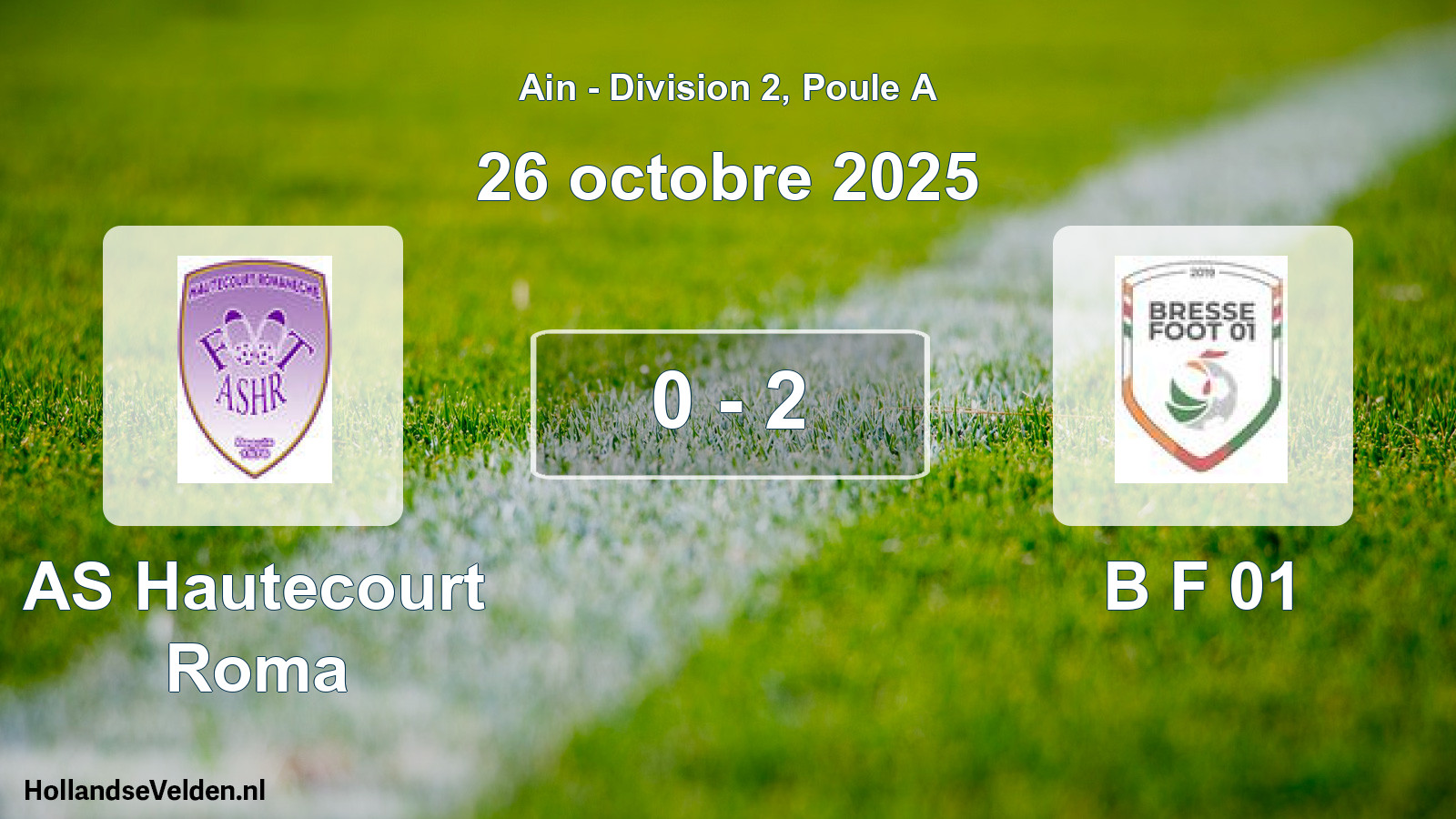 Gespeelde wedstrijd: AS Hautecourt Roma - B F 01 0 - 2 (26 oktober 2025)