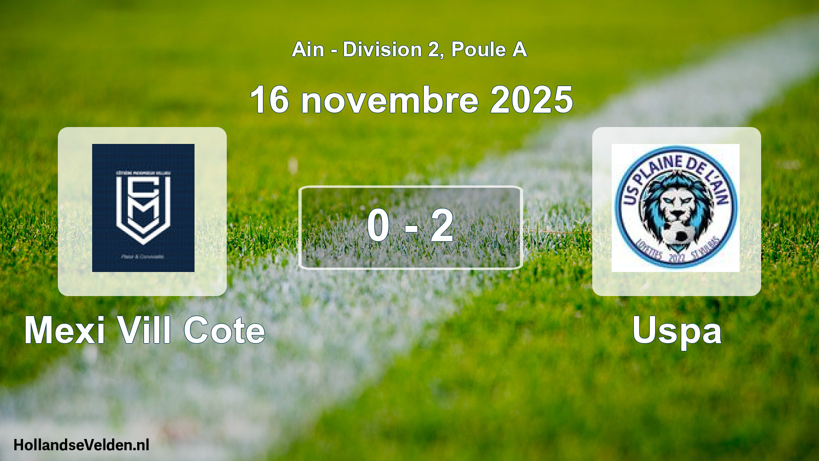 Gespeelde wedstrijd: Mexi Vill Cote - Uspa 0 - 2 (16 november 2025)