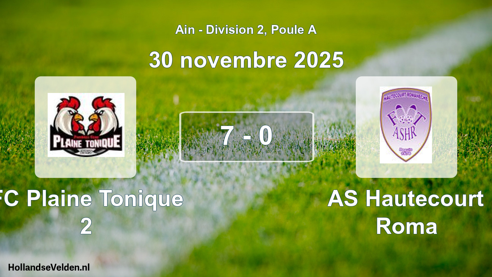 Gespeelde wedstrijd: FC Plaine Tonique 2 - AS Hautecourt Roma 7 - 0 (30 november 2025)